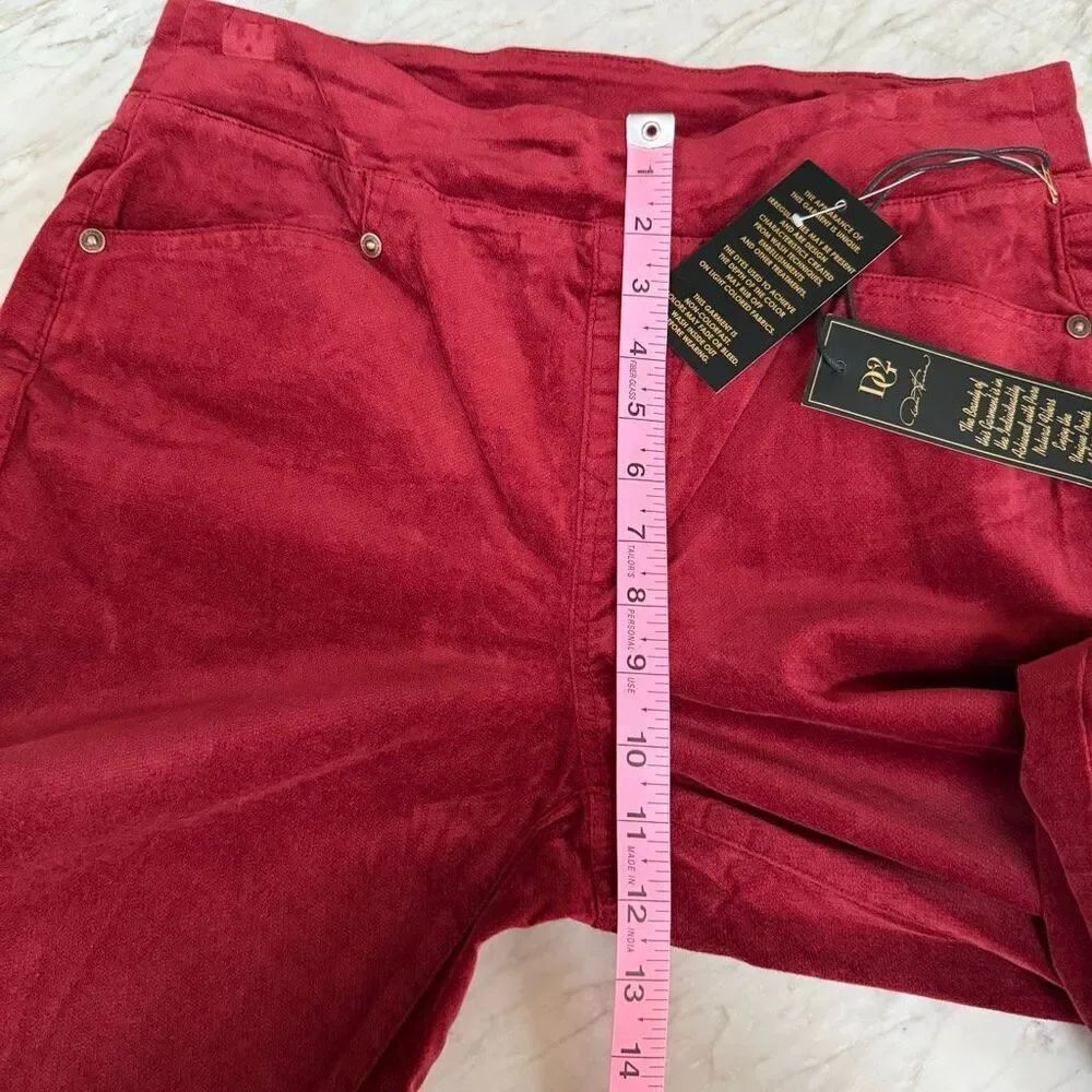 DG2 by Diane Gilman Stretch Velvet Pull-On Embroidered Bootcut Pant size 12 NWT - Picture 7 of 8